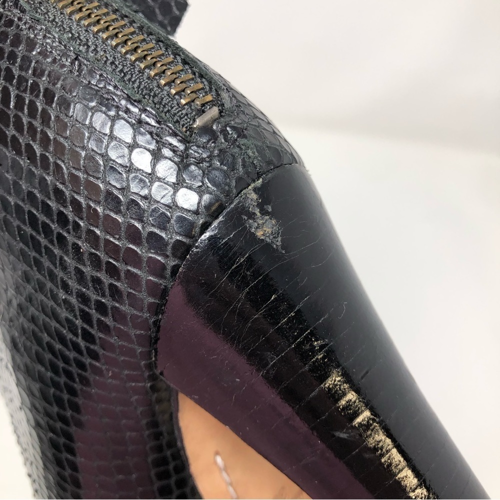 ALICE + OLIVIA 36 paige platform booties 0094  black snakeskin stiletto - Picture 7 of 16